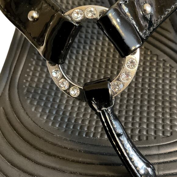 Skechers Cali Wedge Heel Sandals Flip Flop Black Womens Size 10 Rhinestones - Picture 10 of 11